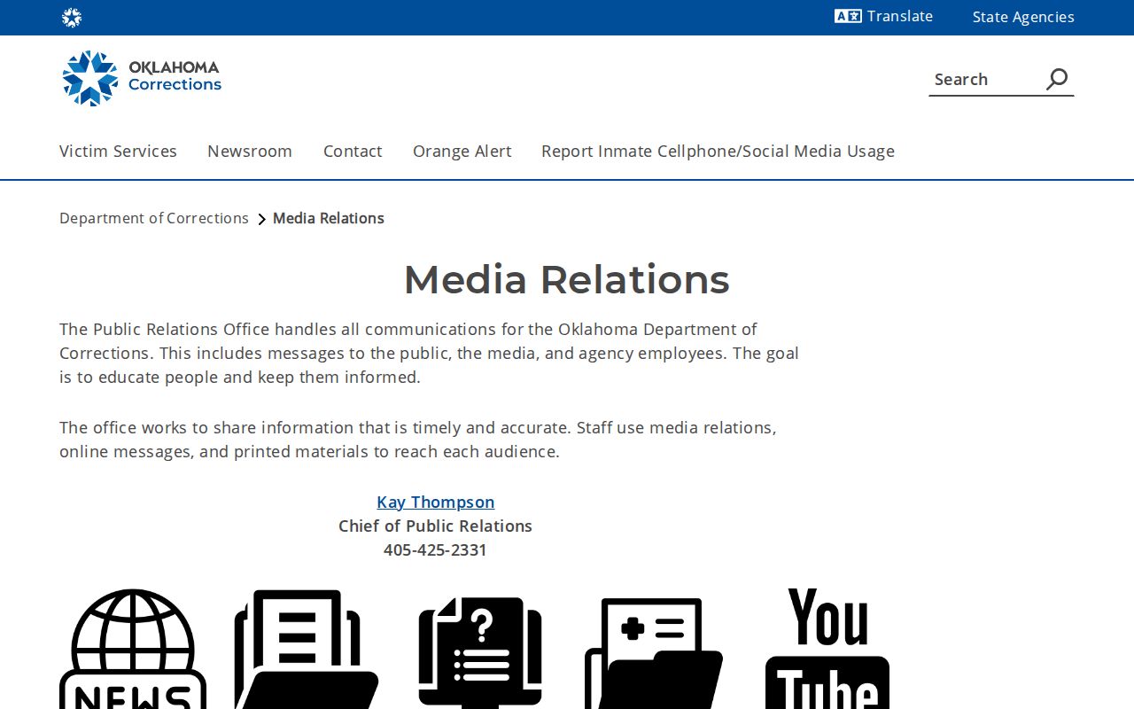 Oklahoma Department of Corrections Custer County release public data